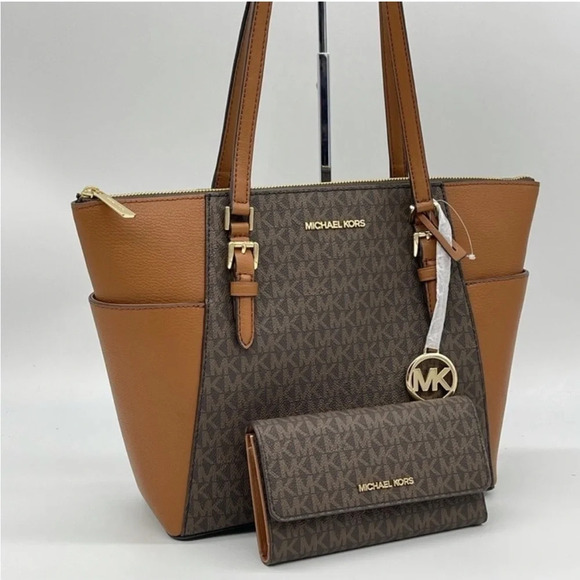 Michael Kors Large Charlotte Tote Bag & Trifold Wallet | BUNDLE DEAL - Picture 1 of 10